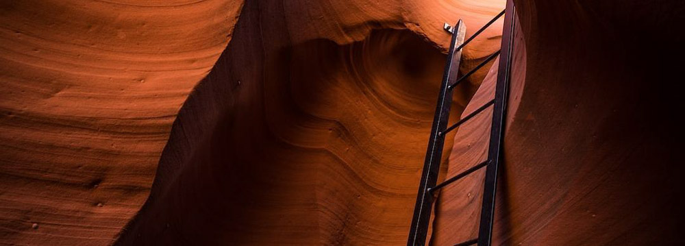 ladder in sandstone cave